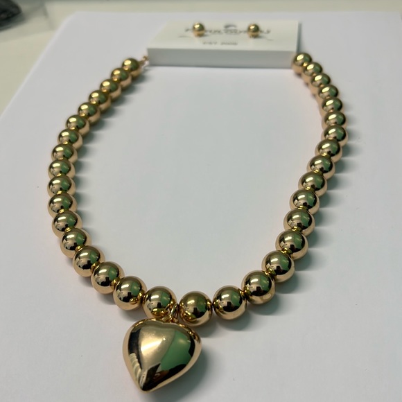 All Things Fabulous Jewelry - Beaded necklace set with pierced earrings in a gold custom jewelry
